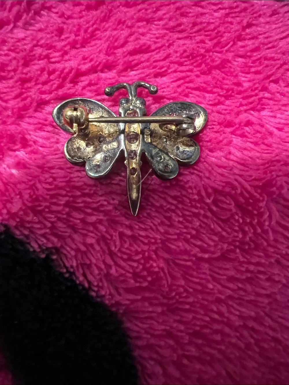Gold-Tone Crystal Butterfly Brooch - Sparkling Pink Accent